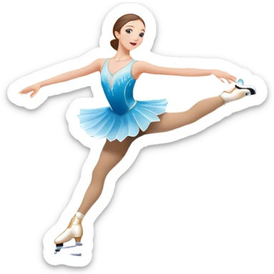 An icon featuring a graceful figure skater performing a spin on the ice. The background includes a grand ice rink palace with shining spotlights and cheering spectators in the stands. Transparent background highlights the elegance and artistry of figure skating sticker
