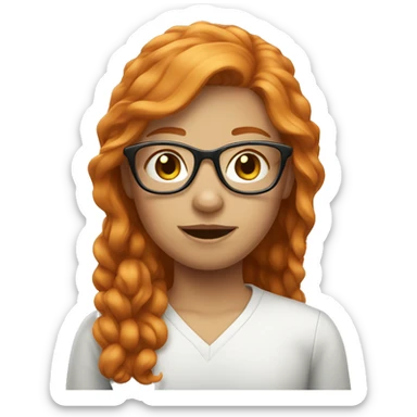 Girl ginger hair glasses sticker
