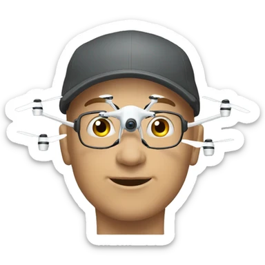 a bald man flying a drone sticker