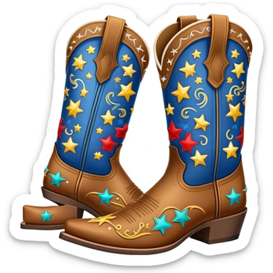 colorful fancy cowboy boots with stars and western patterns sticker