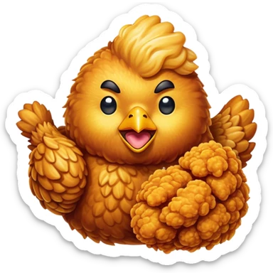Cinematic Realistic Korean Fried Chicken Dish Emoji, depicted as crispy, golden-fried chicken glazed in a tangy sauce rendered with detailed textures and vibrant, dynamic lighting. sticker