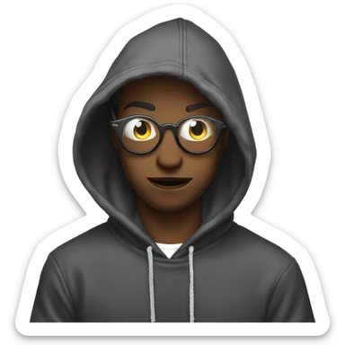 He person hoodie glasses cryberpunk and hold up bitcoin sticker