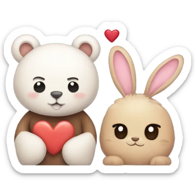 bear and bunny in love sticker