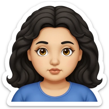 chubby girl with olive skin tone , thick eyebrows , thick nose  and black wavy hairs sticker