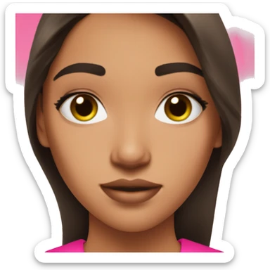 hispanic pretty girl with brown hair and light  pale skin in hot pink v neck shirt coquette aesthetic  sticker