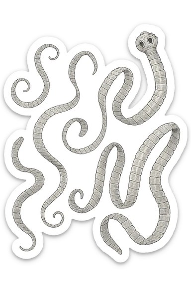 parassiti come la tenia fluttuano in aria sticker