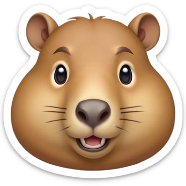 Cinematic Comical Capybara Portrait Emoji, Head tilted dramatically with an exaggeratedly shocked expression, featuring a robust, rotund build with wide, comically expressive eyes full of humorous disbelief, Simplified yet hilariously expressive features, highly detailed, glowing with a slightly sassy natural glow, high shine, dramatic yet playful, stylized with an air of quirky charm, soft glowing outline, capturing the essence of a meme-worthy capybara that looks ready to side-eye its way into viral fame! sticker