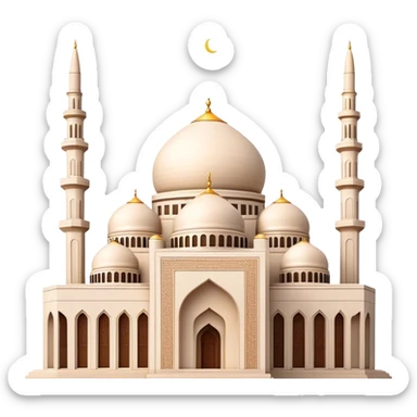 Cinematic Realistic Mohammad Al-Amin Mosque Landmark Emoji, showcasing the intricate architecture of the mosque rendered with rich textures and majestic, soft lighting. sticker