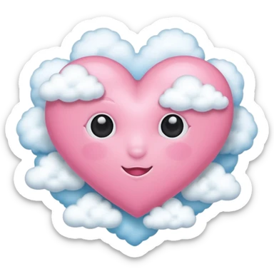 pink heart with clouds sticker