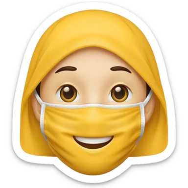 Face covering smiling yellow circle sticker