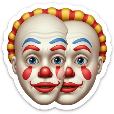 clowns with sad face and shrinking eyes and closed mouth sticker