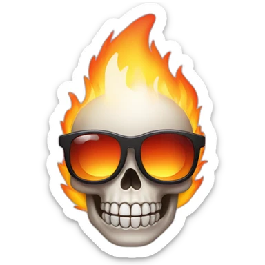 cute skull on fire wearing sunglasses sticker