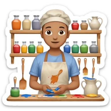 paintcrush with glaze in ceramics workshop

































 sticker