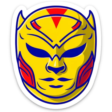 A vibrant purple and blue luchador mask with decorative patterns sticker