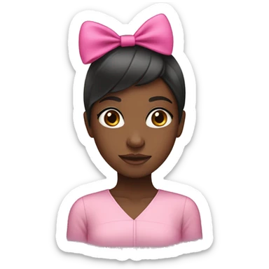 Black girl with straight hair and pink bow sticker