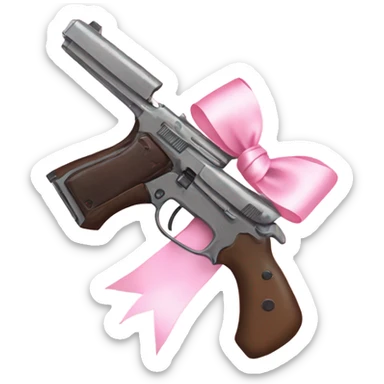gun with light pink bow ribbon  sticker