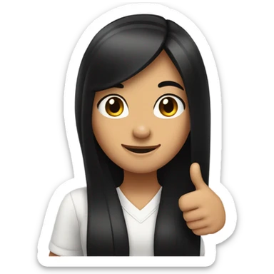 a girl with long black hair thumbs up sticker