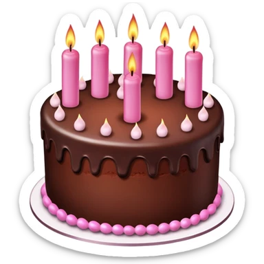 Create a chocolate birdthay cake with pink candles sticker
