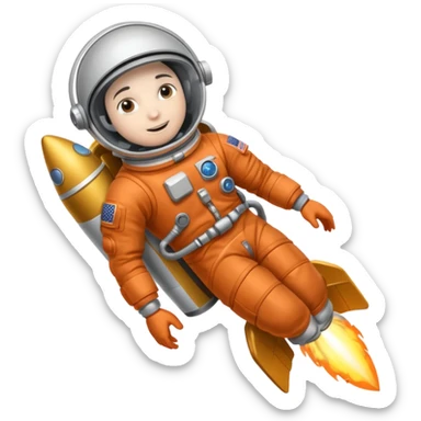 astronaut straddling a rocket taking off into space sticker