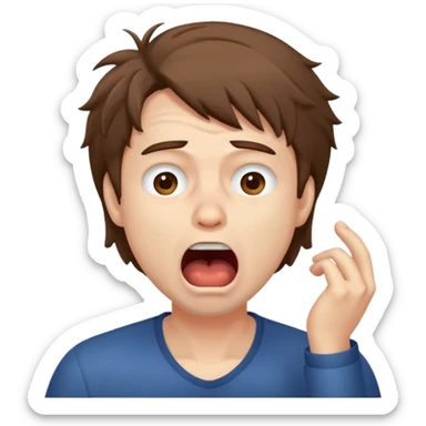 Weak man with disheveled hair yawning sticker