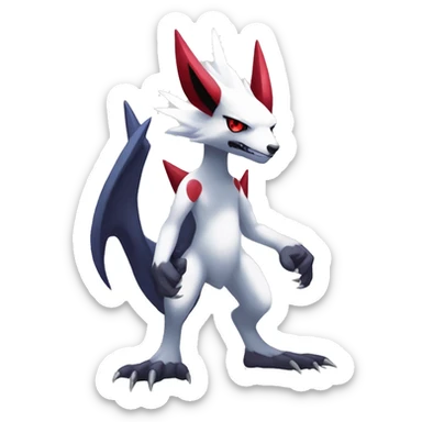 Cool Edgy Zangoose-Absol-Seviper Fakémon Digimon with Edgy markings, full body, outlined sticker