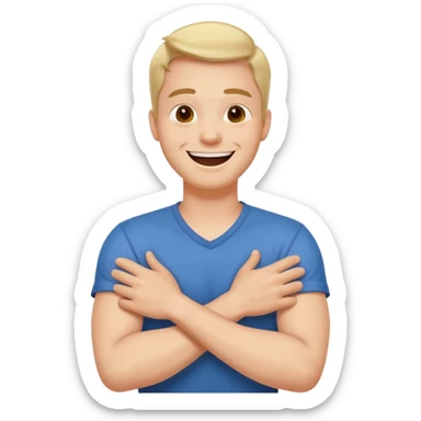 Arms crossed holding neck laughing guy  sticker