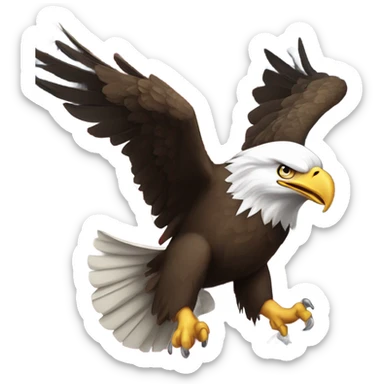 Bald eagle flying in front of American flag sticker