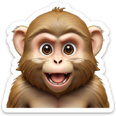 Cinematic Comical Macaque Portrait Emoji, Head tilted dramatically with an exaggeratedly shocked expression, featuring a dynamic, animated face with wide, comically expressive eyes full of humorous disbelief, Simplified yet hilariously expressive features, highly detailed, glowing with a slightly sassy glow, high shine, dramatic yet playful, stylized with an air of quirky primate attitude, soft glowing outline, capturing the essence of a meme-worthy macaque that looks ready to side-eye its way into viral fame! sticker