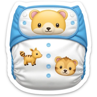 White baby diaper with cute animal drawings on it sticker