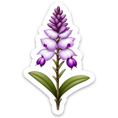 single white purple Rhynchostylis Orchid, 
straight stem sticker