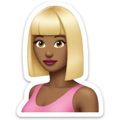 Blonde bangs bob pink lips sticker
