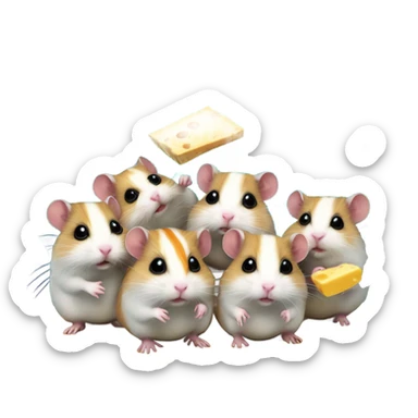 alien hamster cult with cheese and weed on ufo sticker