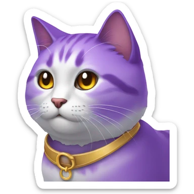 gato morado gigante con collar de luna sticker