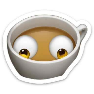 only two eyes inside a blanket and a hand holding acoffee cup sticker