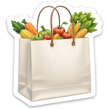 white shopping bag without face, and there are something full inside it sticker