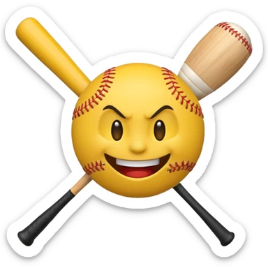 I want a emoji of a emoji with a evil smile throwing a baseball very hard sticker