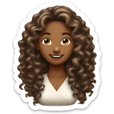 pretty brown coquette woman with long flowy curly hair sticker