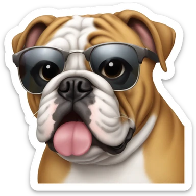 English bulldog wearing sunglasses sticker