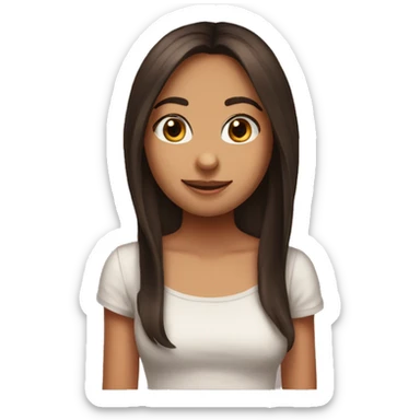 brune girl long hair bunny ear sticker