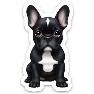 black french bulldog puppy with black chest sticker