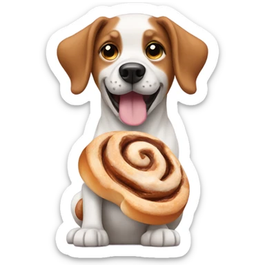 Dog whit a cinnamon roll sticker