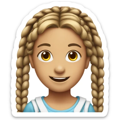 smiling girl with twin braids sticker