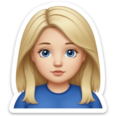 fat white girl long light brunette / blonder8 hair girl with darker roots in her hair middle part and dark blue eyes that's not really tan but not pale sticker