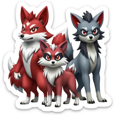 Lycanroc-Zoroark-Mightyena-Zorua full body sticker