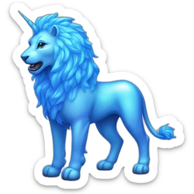 holographic blue unicorn lion sticker