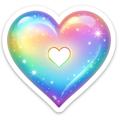 Light rainbow heart with sparkles  sticker