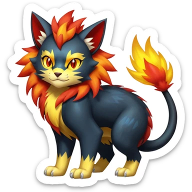 Shiny Exotic Luxray-Torracat-Pyroar-Fakémon-hybrid-creature (full body)  sticker