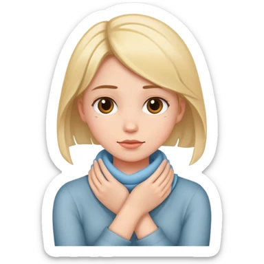 A girl with her hands rapped around her neck sticker