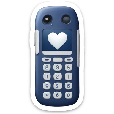 Cute navy blue cellphone with white heart buttons sticker