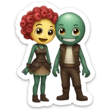 Cute in love kraken couple sticker